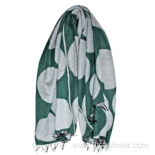 100% Wool Double Faced Jacquard Dark Green Blanket
